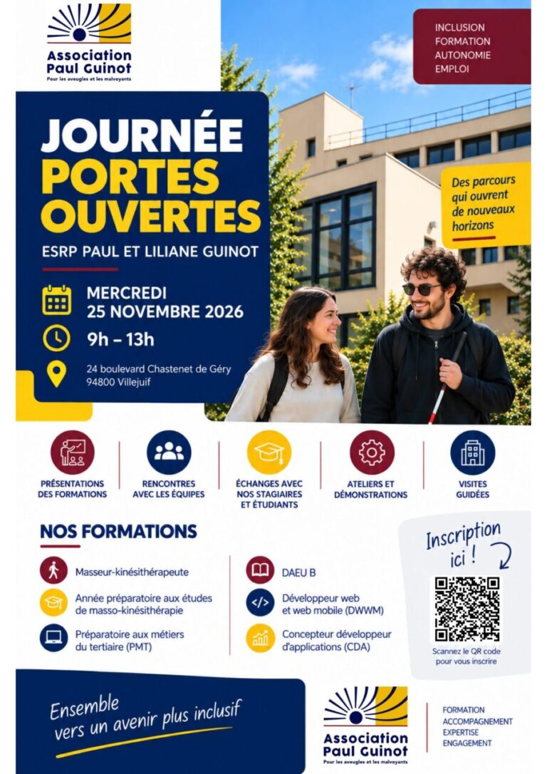 Pour les aveugles et les malvoyants 6 jpo 25 novembre 2026